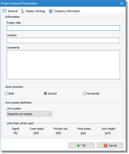 Project information dialog