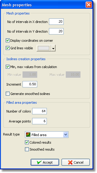 Grid setup dialog
