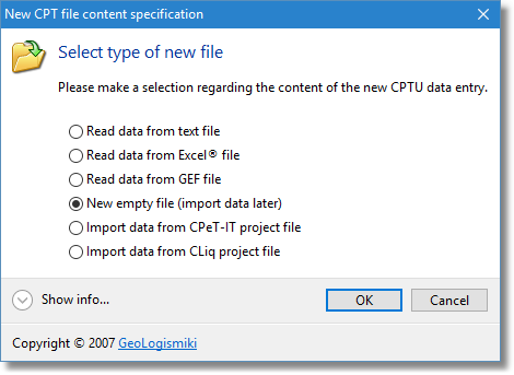 Create a new empty CPTU file