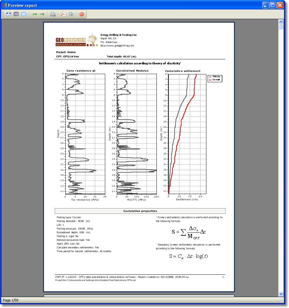 Settlements report preview dialog