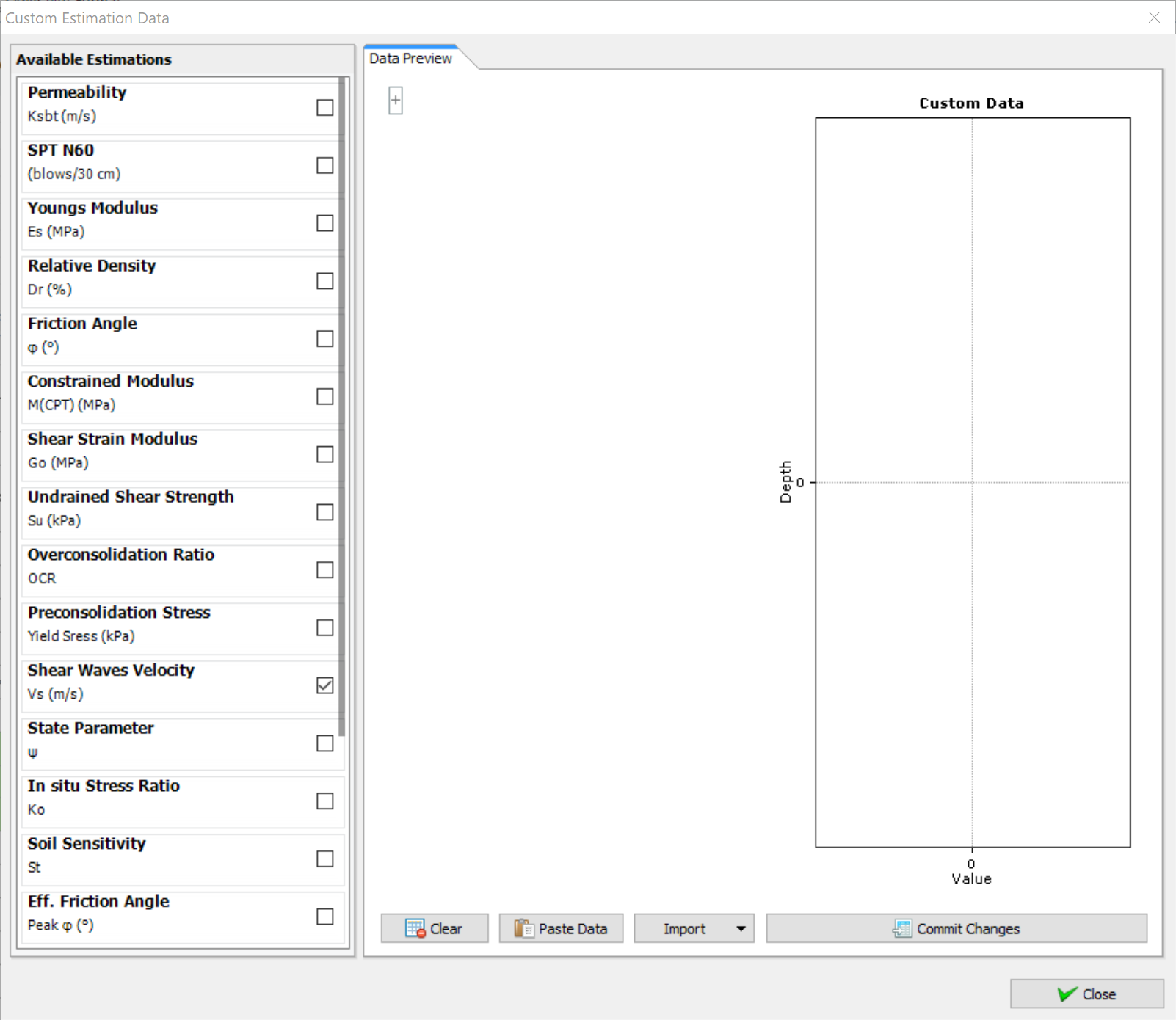 Custom estimations input dialog