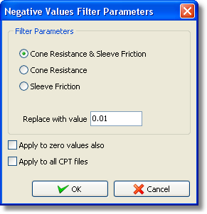 Negative filter dialog