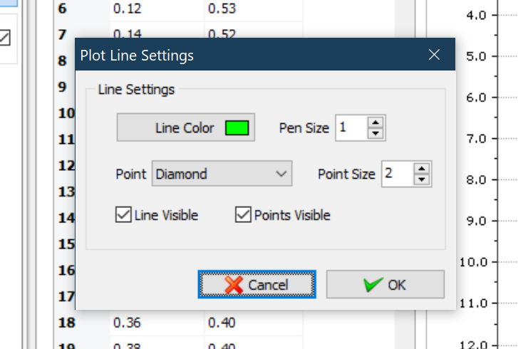 Plot Line Settings Dialog