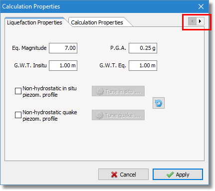 Calculation Properties dialog