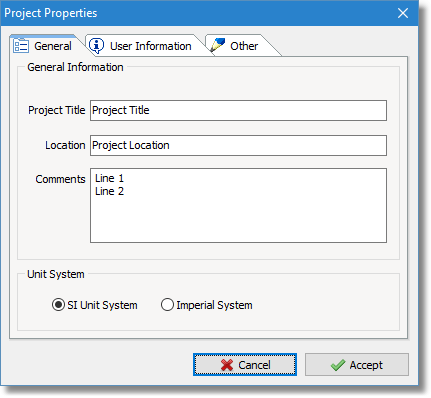 Project Properties dialog