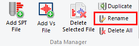 Data manager toolbar - Rename file
