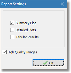 Report settings dialog Report settings dialog