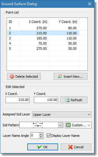 Edit soil layer dialog