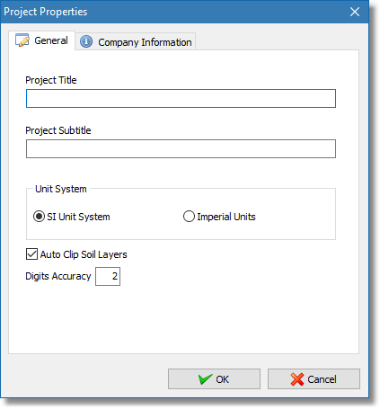 Project properties dialog