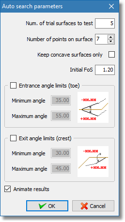Search properties dialog