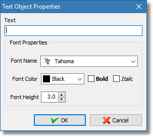 Text properties dialog