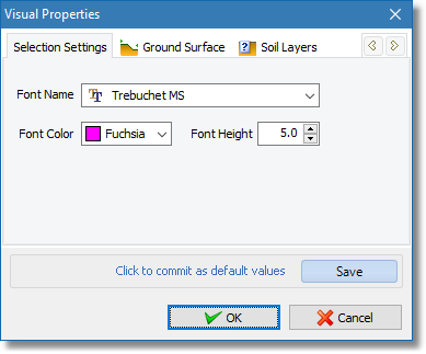Visual properties dialog